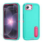 For iPhone 17e Case,2 Pack Screen Glass Protector Film,Military Grade Dual Layer Design,Build Kickstand Shockproof Cover for iPhone 17eLight Blue