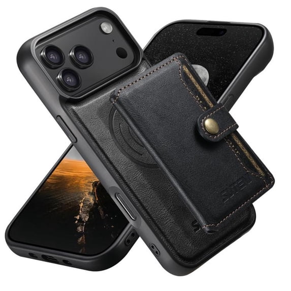 For iPhone 18 Pro Max 6.9" 2 in 1 Detachable Back Cover Wallet Case, With Card Holder Leather Pocket Slim Phone Case,Black,For iPhone 18 Pro Max