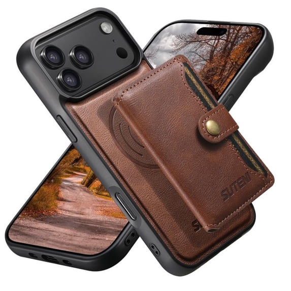 For iPhone 18 Pro Max 6.9" 2 in 1 Detachable Back Cover Wallet Case, With Card Holder Leather Pocket Slim Phone Case,Brown,For iPhone 18 Pro Max