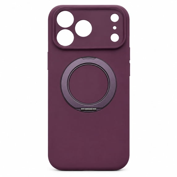 For iPhone 18 Pro Max Liquid Silicone Case 360° Magnetic Ring Kickstand ...