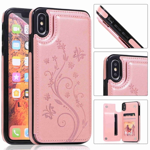 For iPhone 6 Plus / 6s Plus,Dteck Retro Flower Patterned PU Leather Back Card Wallet Flip Stand Cover,rosegold