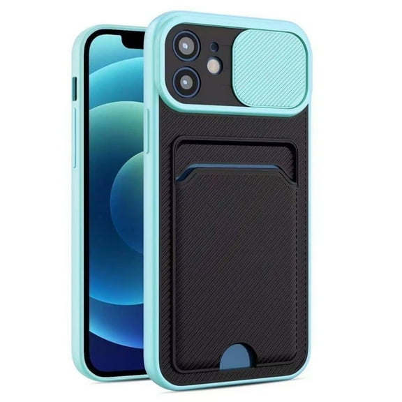 For iPhone 6P 7P 8P in Cyan Ultra thin Case with Card slot & Camera shutter