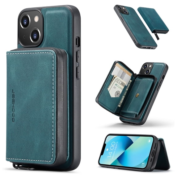 For iPhone 7 / 8 / SE 2020 / SE 2022 Case, Detachable 2 in 1 PU Leather Zipper Wallet Case for Women Men with RFID Blocking Removable Card Holder Slot Magnetic Closure Shockproof Phone Cover,Blue