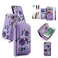 thumbnail image 1 of For iPhone 8 Plus / 7 Plus Case with RFID Blocking Card Slots and Wrist Strap,[Compatible with MagSafe] Zipper Pocket Magnetic [Detachable Wallet] Flip Kickstand Cover with Ring Hook,Purple, 1 of 14