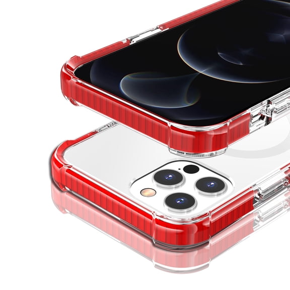 For iPhone 8 Plus/7 Plus Acrylic [Magnetic Circle] Tough 2.5mm Transparent ShockProof Hybrid - Red
