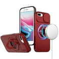 thumbnail image 1 of For iPhone 8 Plus/7 Plus Trendy Full Coverage with Camera Window [Magnetic Circle] with Rotational Ring Stand Hybrid Case - Red, 1 of 4