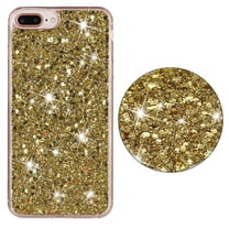 For iPhone 8Plus/7 Plus Case,Cute Glitter Bling Twinkle Stardust with Drop Protection Shockproof Soft TPU Slim Flexible Phone Case Girls/Women Protective case for iPhone 8 Plus/7Plus,Anti Scratch,Gold