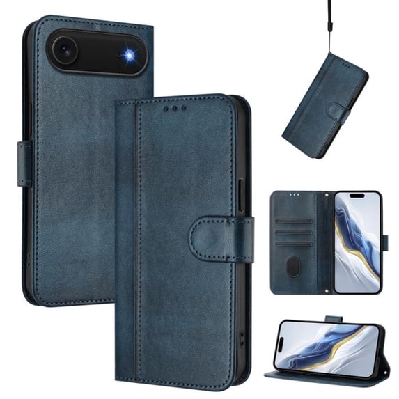 For iPhone Air 6.5inch Phone Case Wallet, Flip Leather TPU Cover with Card Holder Wrist Strap Shockproof Phone Case,Dark Blue,For iPhone Air