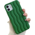 thumbnail image 1 of For iPhone Case Cute 3D Wave Shape Curly Frame Edge Design Soft Silicone Protective Bumper Women Girl Slim Shockproof (Green,iPhone 12 Pro Max), 1 of 16