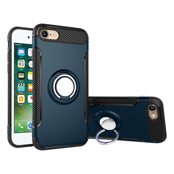 For iPhone SE 2022 iPhone 8 iPhone 7 Case SOATUTO Hybrid Protective Case Drop-Protection Ring Holder Hard PC Shell & Soft Silicone Inner Case Stand for iPhone SE 2022 2020 iPhone 8 7 4.7 inch - Navy