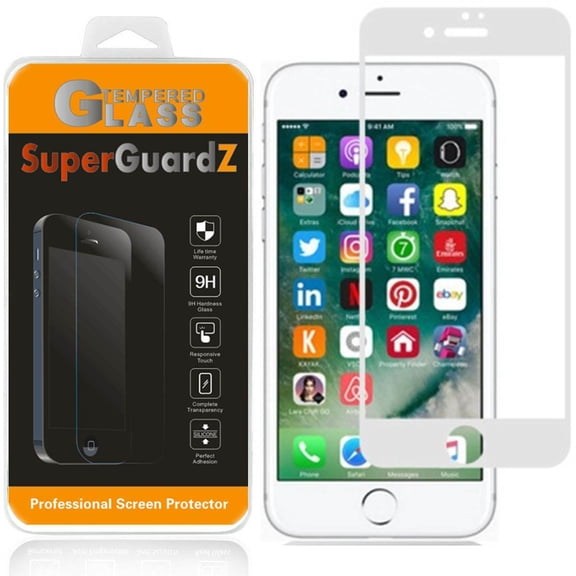 For iPhone SE (2nd Generation, 2020) - SuperGuardZ Full Cover Tempered Glass Screen Protector, Edge-To-Edge, 9H, Anti-Scratch, Anti-Bubble [White]