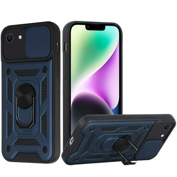 For iPhone 16E / SE4 ELITE Camera Push Magnetic Ring Stand Hybrid - Blue