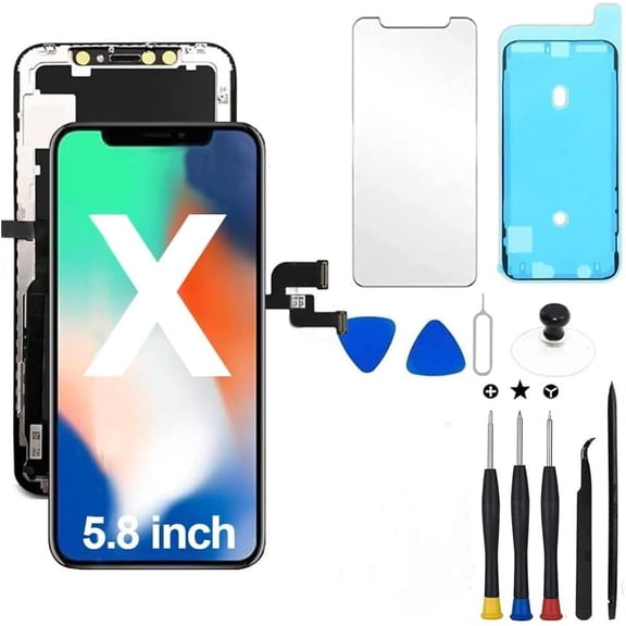 For iPhone X Screen Replacement 5.8 Inch, LCD 3D Touch Display Digitizer Assembly with Repair Tools - Model A1865, A1901, A1902(Black)
