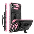 thumbnail image 1 of For iPhone X / XS Case with Belt Clip Holster, Heavy Duty Military Grade Drop Protective, 360掳 Rotating Kickstand Shockproof TPU Shell Durable Rugged Cover For iPhone X / XS, Pink, 1 of 15