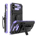 thumbnail image 1 of For iPhone X / XS Case with Belt Clip Holster, Heavy Duty Military Grade Drop Protective, 360° Rotating Kickstand Shockproof TPU Shell Durable Rugged Cover For iPhone X / XS, Purple, 1 of 15