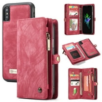 For iPhone XR 6.1" Wallet Detachable Case, Multi-functional Folio Flip Leather Removable Magnetic Back Cover