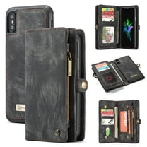 For iPhone XR 6.1" Wallet Detachable Case, Multi-functional Folio Flip Leather Removable Magnetic Back Cover