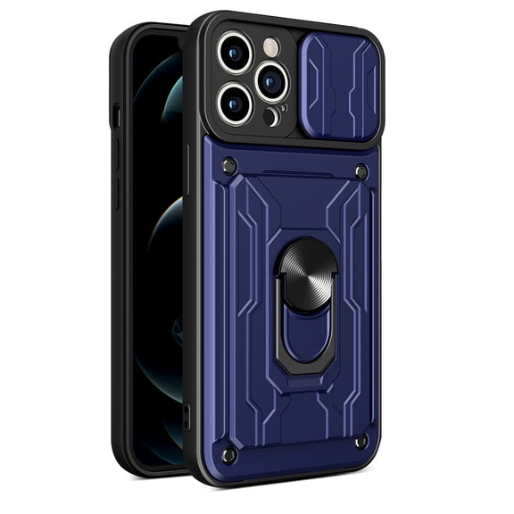 For iPhone XR Case Shockproof Slide Camera Lens Protective Cover Magnetic Ring Holder Stand Case