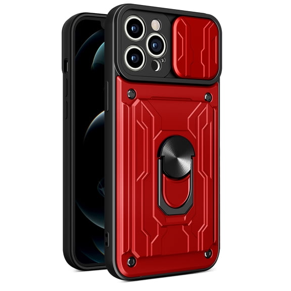 For iPhone XR Case Shockproof Slide Camera Lens Protective Cover Magnetic Ring Holder Stand Case