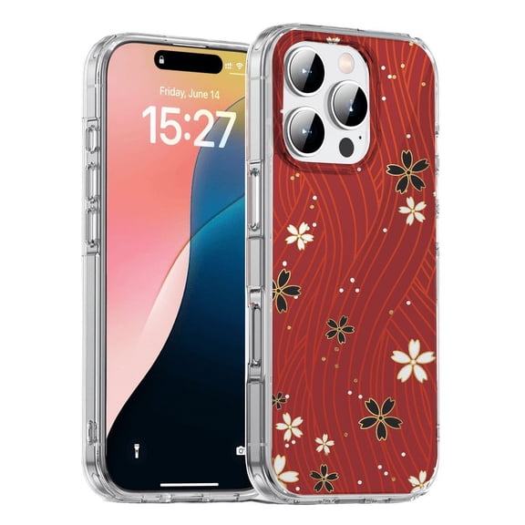 HZSY. Protective Gel Phone Case for iPhone XR - Printed Small flowers on red background