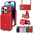 thumbnail image 1 of For iPhone XR phone case, cross shaped wallet case with card clip, shock-absorbing flip phone case with long shoulder strap, 1 of 5
