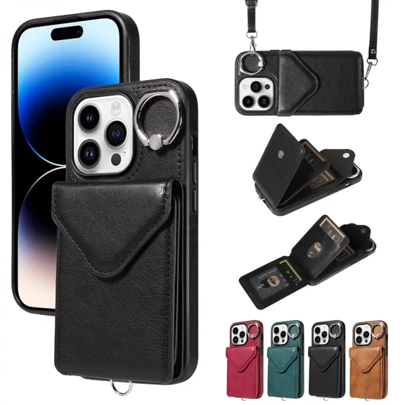 For iPhone XS Max phone case, Featuring a long rope slot, ring frame, three-dimensional bracket, flip phone case