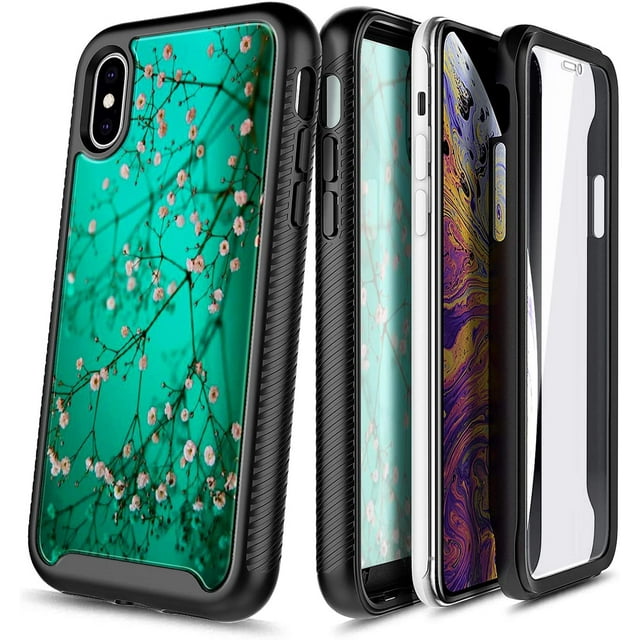 For iPhone Xs Max Case, with Built-in Screen Protector, Nagebee Full-Body Protective Rugged Bumper Cover, Shockproof Durable Case (Plum)