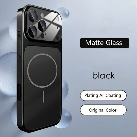 For iPhone 17 Pro Max Case Matte Glass Magnetic Stainless Steel Shell Lens Guard Hard Compatible with iPhone 17 16 15 14 13 12 11