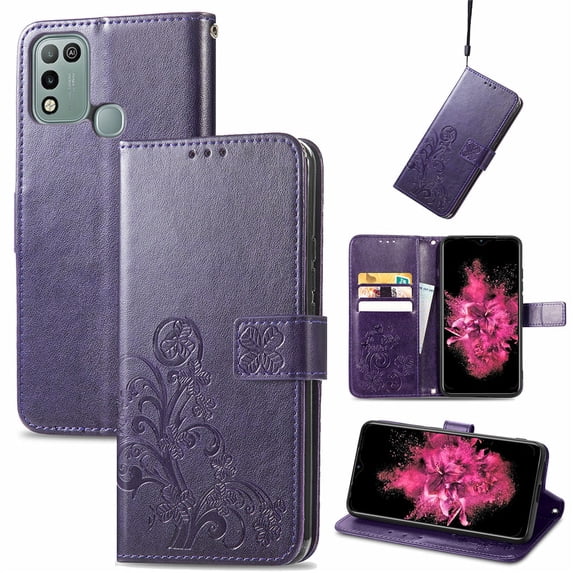 For infinix Note 40 Pro Case, Embossed Wallet Case For infinix HOT 30i 20 10 Note 12 30 Pro/Spark 20 with Card Slots Cash Holder Magnetic Clasp Shockproof Kickstand Cover