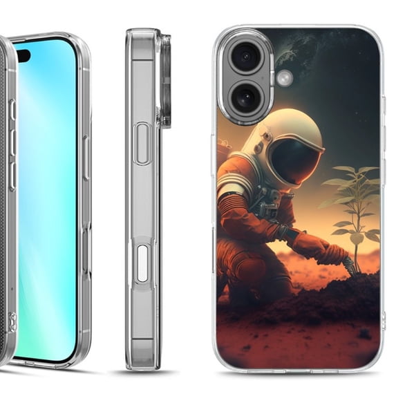 For iphone 16 Phone Case Cover, by OneToughShield - Astronaut Planting