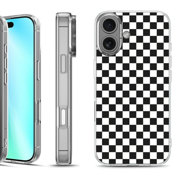 For iphone 16 Phone Case Cover, by OneToughShield - Checker B/W