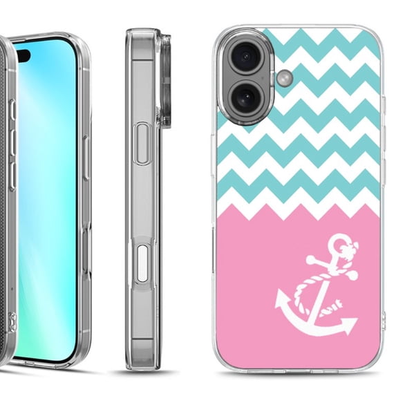 For iphone 16 Phone Case Cover, by OneToughShield - Chevron/Anchor