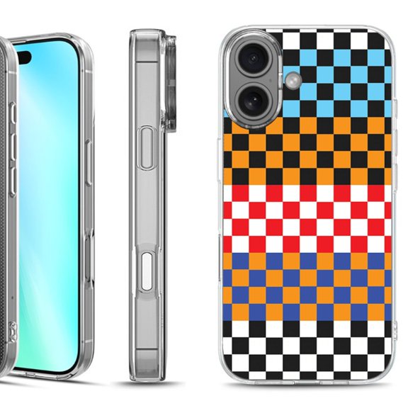 For iphone 16 Phone Case Cover, by OneToughShield - Colorful Checker
