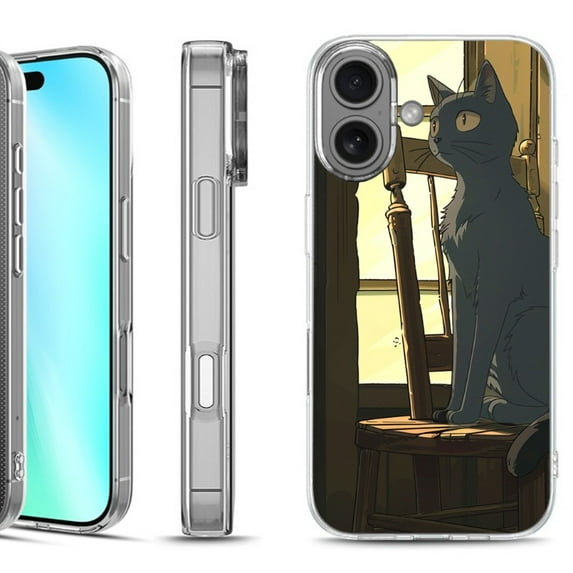 For iphone 16 Phone Case Cover, by OneToughShield - Curious Cat