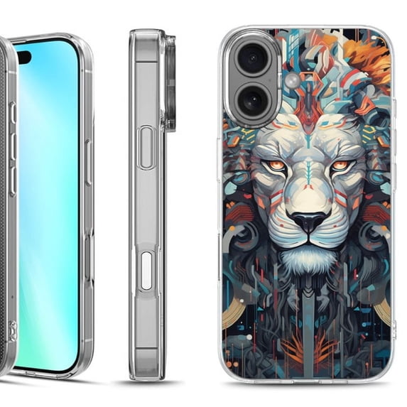 For iphone 16 Phone Case Cover, by OneToughShield - Cyberpunk Lion