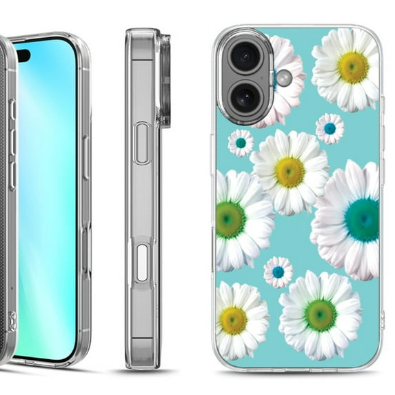 For iphone 16 Phone Case Cover, by OneToughShield - Daisy/Teal