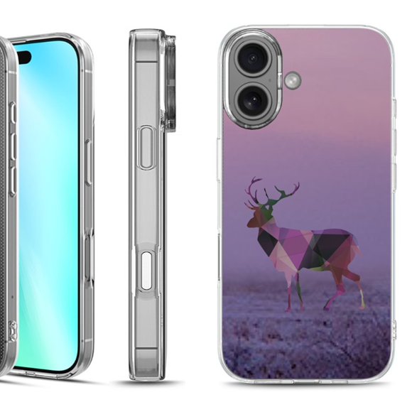 For iphone 16 Phone Case Cover, by OneToughShield - Deer/Polygon