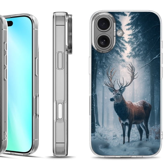 For iphone 16 Phone Case Cover, by OneToughShield - Deer Winter