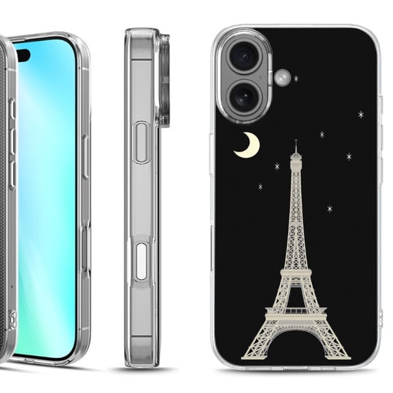 For iphone 16 Phone Case Cover, by OneToughShield - Eiffel Tower Moon