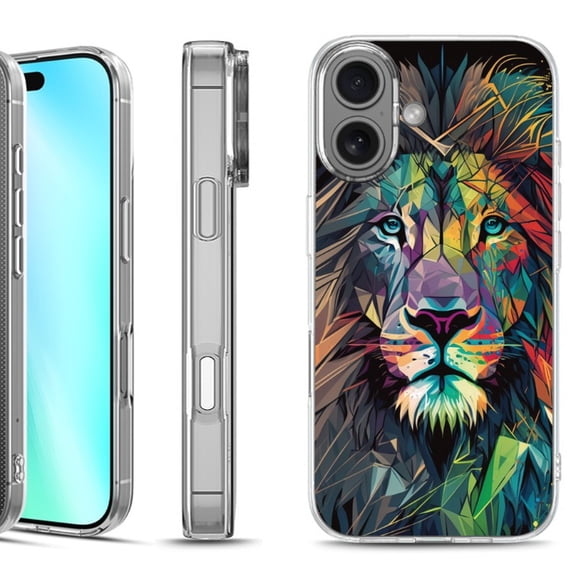 For iphone 16 Phone Case Cover, by OneToughShield - Geometric Lion