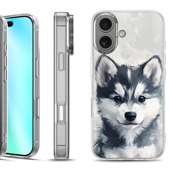 For iphone 16 Phone Case Cover, by OneToughShield - Husky Puppy