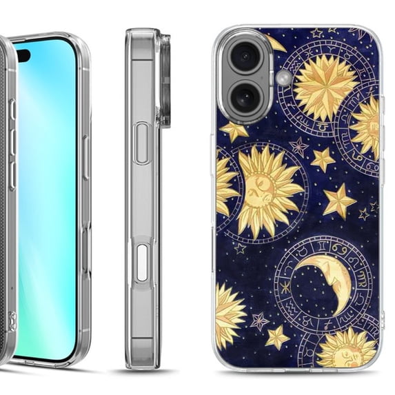 For iphone 16 Phone Case Cover, by OneToughShield - Moon Sun Star