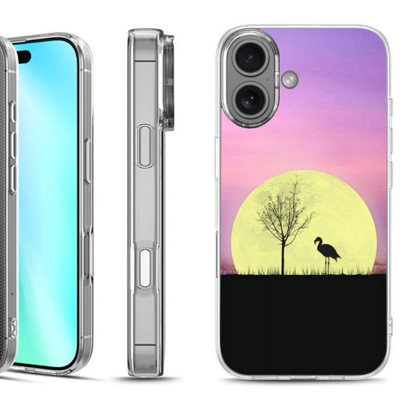 For iphone 16 Phone Case Cover, by OneToughShield - Moonlight Flamingo
