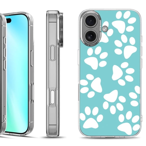 For iphone 16 Phone Case Cover, by OneToughShield - Pet Paw / Teal