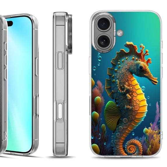 For iphone 16 Phone Case Cover, by OneToughShield - Seahorse