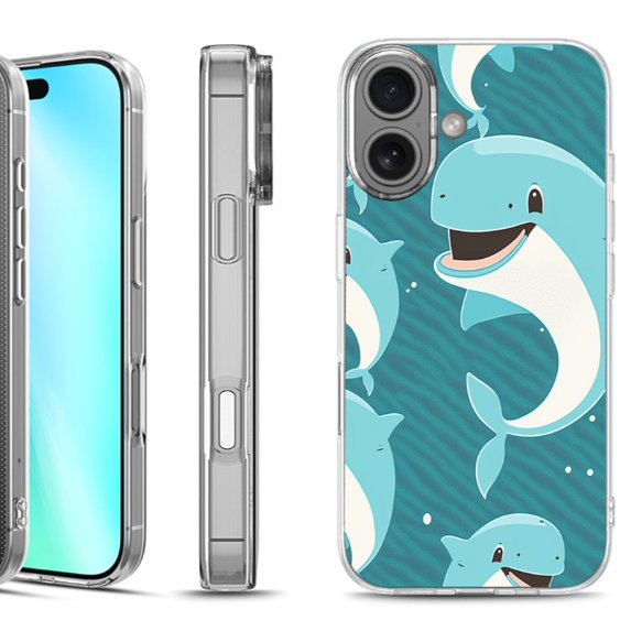 For iphone 16 Phone Case Cover, by OneToughShield - Smiling Dolphin