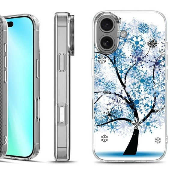 For iphone 16 Phone Case Cover, by OneToughShield - Snowflakes Tree