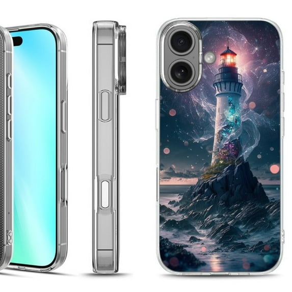 For iphone 16 Phone Case Cover, by OneToughShield - Surreal Lighthouse