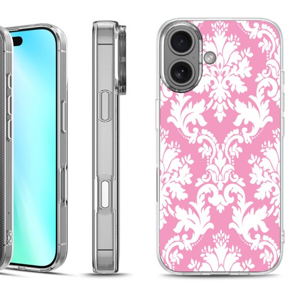 For iphone 16 Phone Case Cover, by OneToughShield - Victorian White/Pink