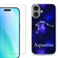 thumbnail image 1 of For iphone 16 Plus Phone Case Cover, Shockproof Case with Tempered Glass Screen Protector, by OneToughShield - Aquarius, 1 of 4